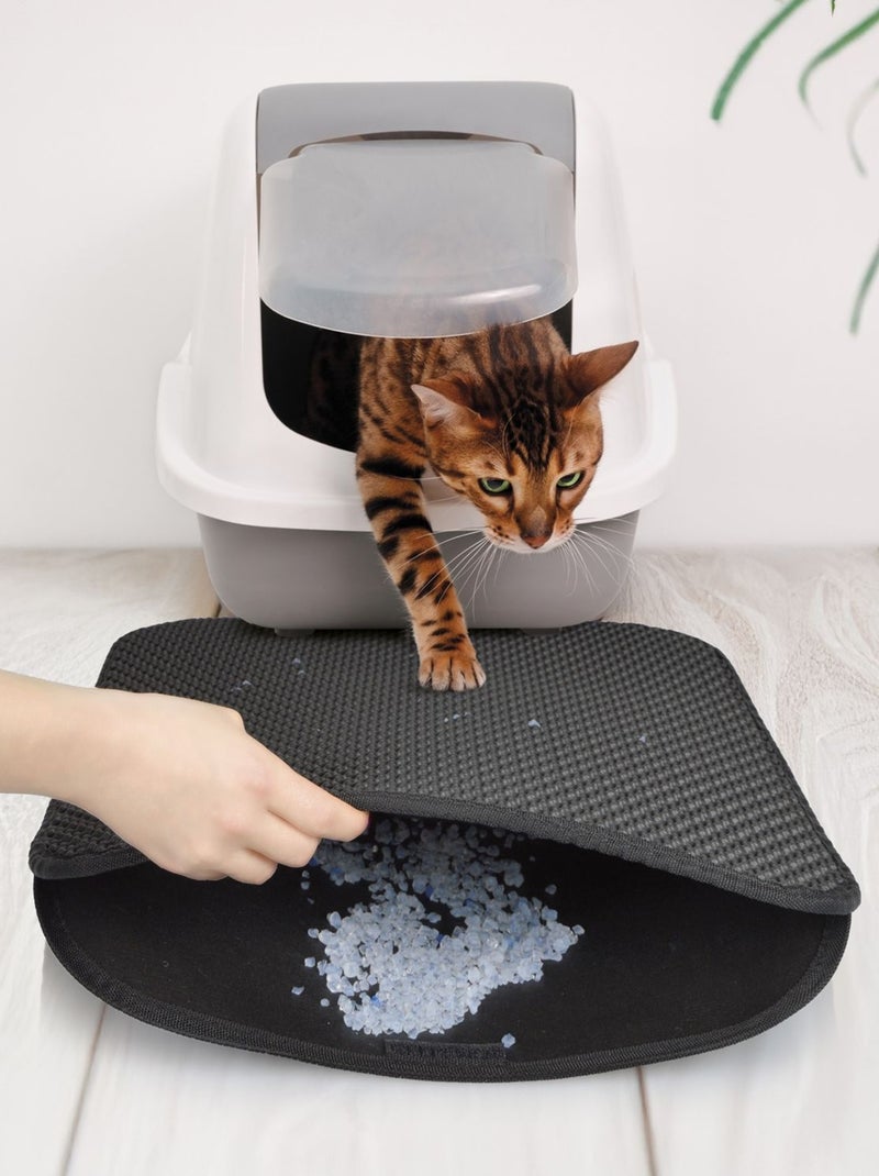 Tapis de litière pour chat avec récupérateur Noir - Kiabi
