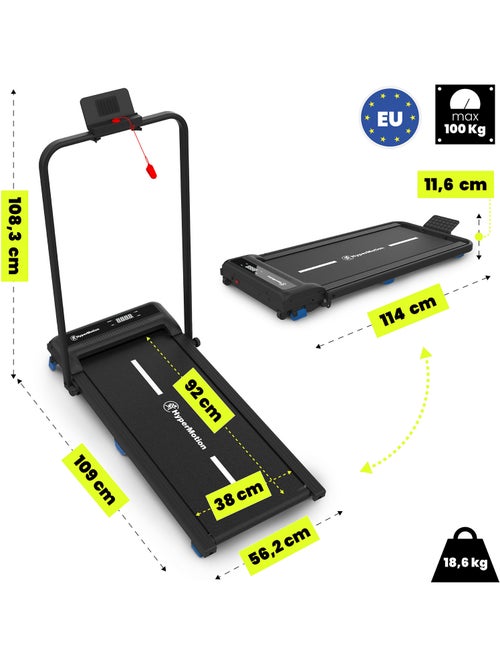 Tapis de Marche et Course Motorisé 2 en 1 Acier et ABS Ultra-Plat 10 km/h Dim 109x56,2 cm - Kiabi Tapis de Marche et Course Motorisé 2 en 1 Acier et ABS Ultra-Plat 10 km/h Dim 109x56,2 cm - Kiabi