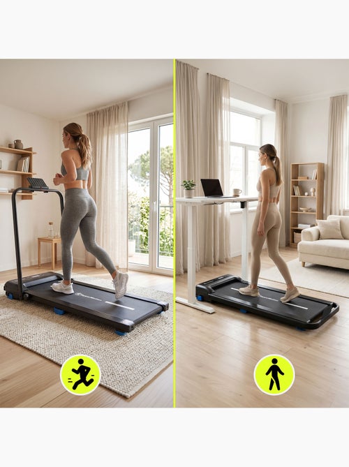 Tapis de Marche et Course Motorisé 2 en 1 Acier et ABS Ultra-Plat 10 km/h Dim 109x56,2 cm - Kiabi Tapis de Marche et Course Motorisé 2 en 1 Acier et ABS Ultra-Plat 10 km/h Dim 109x56,2 cm - Kiabi