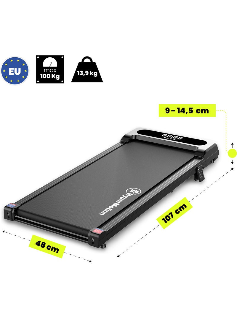 Tapis de Marche Motorisé Domicile ou Bureau Acier et ABS Ultra-Plat 6 km/h Dim 107x48 cm Noir - Kiabi