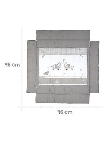 Tapis de parc avec bords 96 x 96 cm imprimé éléphant 'Jumbotwins' ROBA