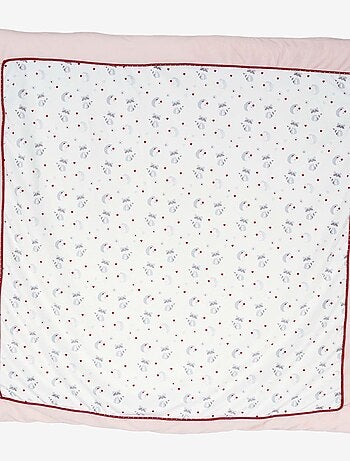 tapis de parc bébé rose et blanc
