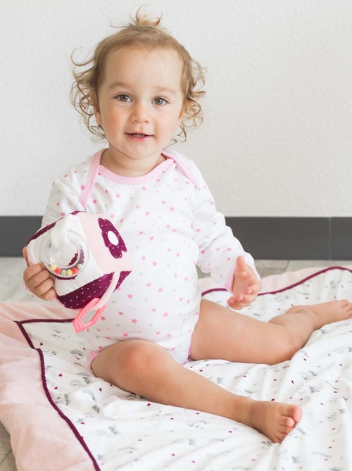 tapis de parc bébé rose et blanc - Kiabi