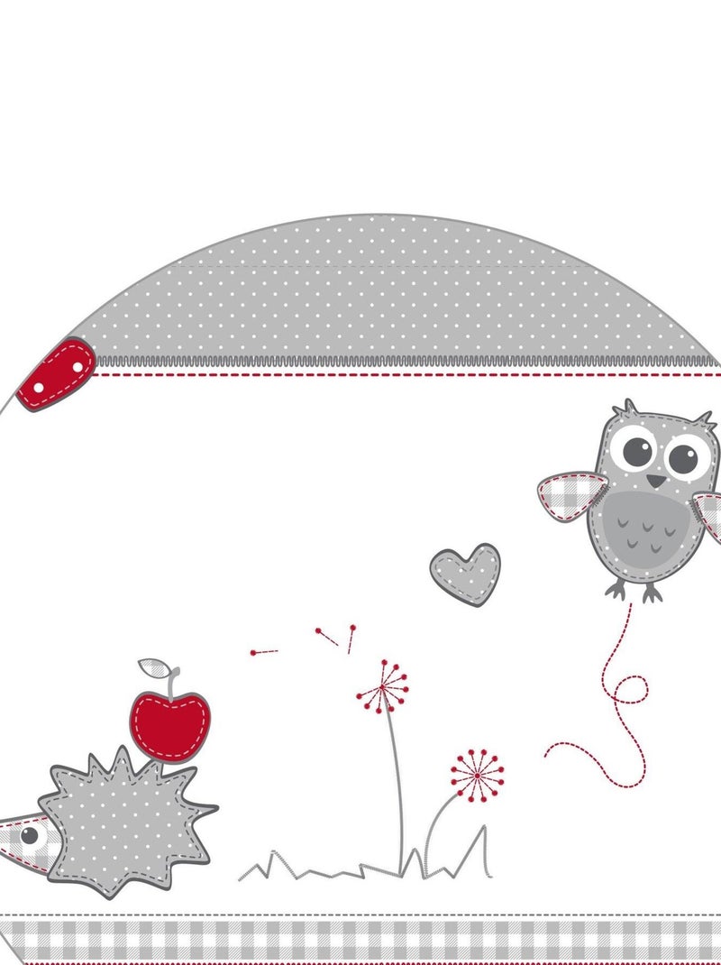 Tapis de parc universel avec bords - imprimé chouette et hérisson - 'ROBA' Adam et Eule Gris Bordeaux Blanc - Kiabi