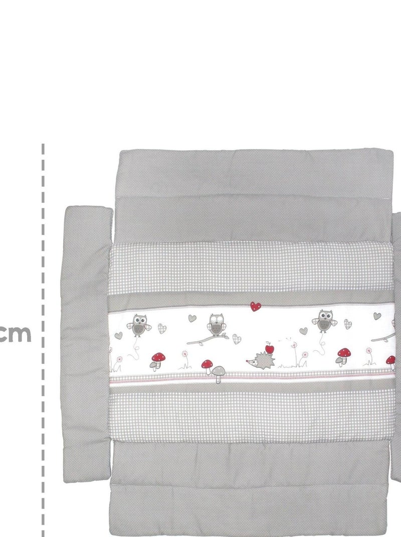 Tapis de parc universel avec bords - imprimé chouette et hérisson - 'ROBA' Adam et Eule Gris Bordeaux Blanc - Kiabi