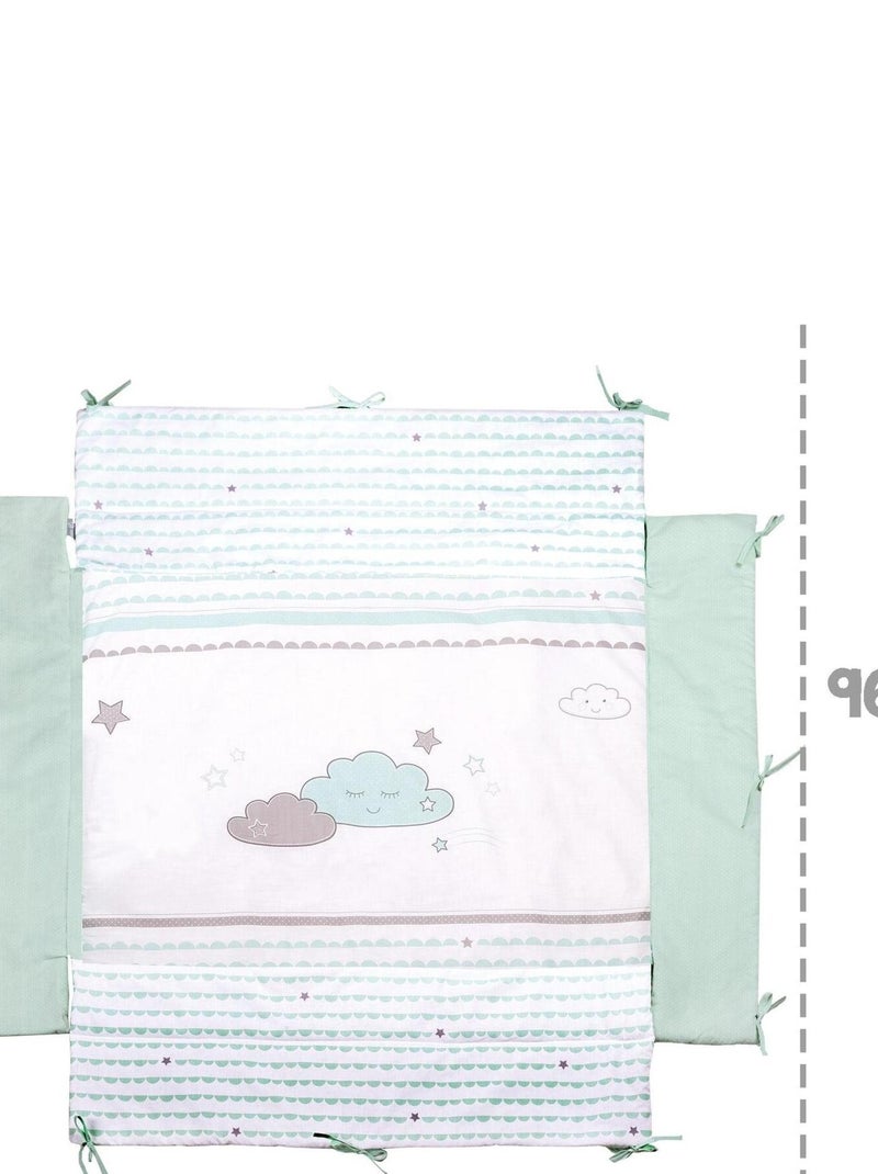 Tapis de parc universel avec bords - imprimé nuages - 'ROBA' Happy Cloud Vert d'eau - Kiabi