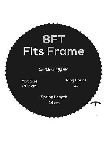 Tapis de rechange trampoline Ø 2,4 m ressorts 14 cm outil 42 crochets en V inclus