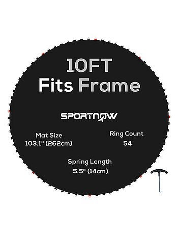 Tapis de rechange trampoline Ø 3 m ressorts 14 cm outil 54 crochets en V inclus