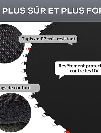 Tapis de rechange trampoline Ø 3 m ressorts 14 cm outil 54 crochets en V inclus