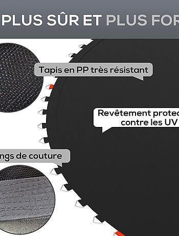 Tapis de rechange trampoline Ø 4,3 m ressorts 14 cm outil 80 crochets en V inclus