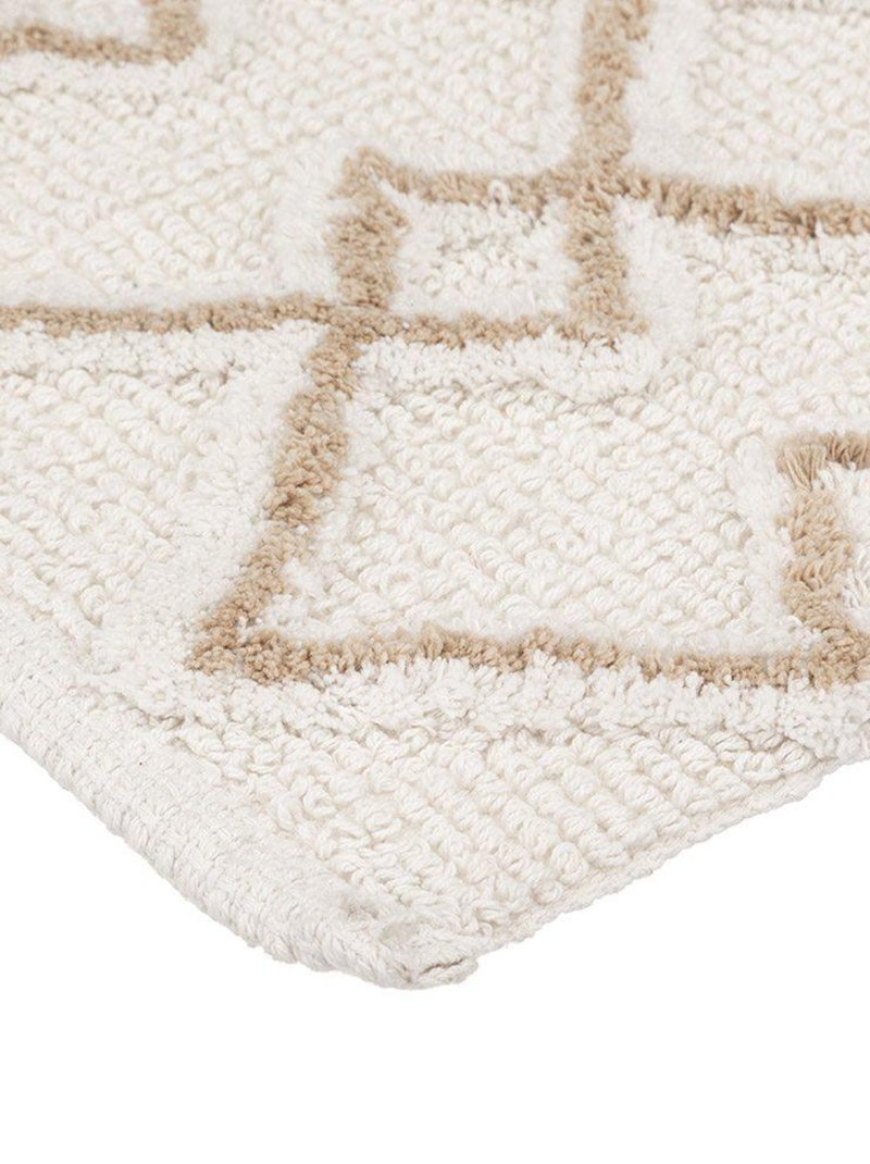 Tapis de salle de bain 50x120 Ethnique taupe coton Beige - Kiabi