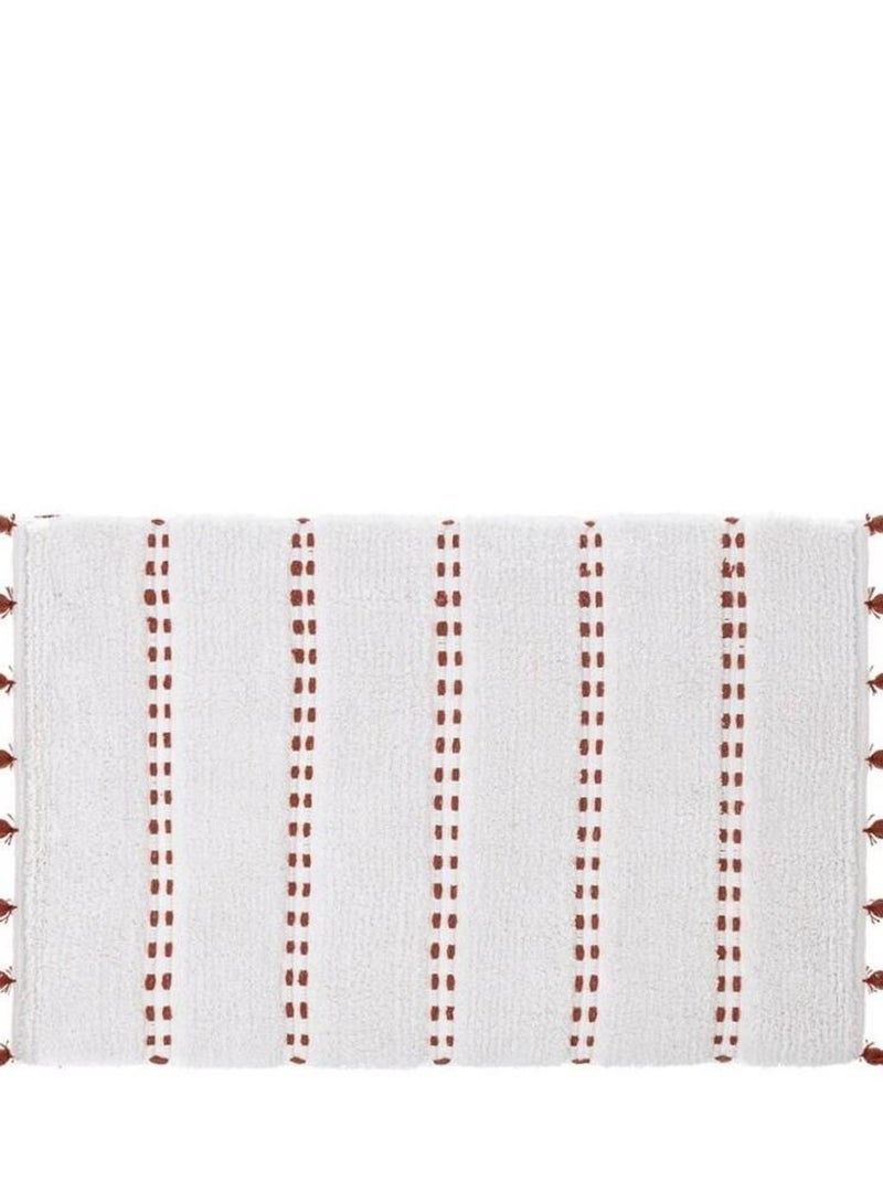 Tapis de salle de bain 50x75 Solar terracotta coton Blanc - Kiabi