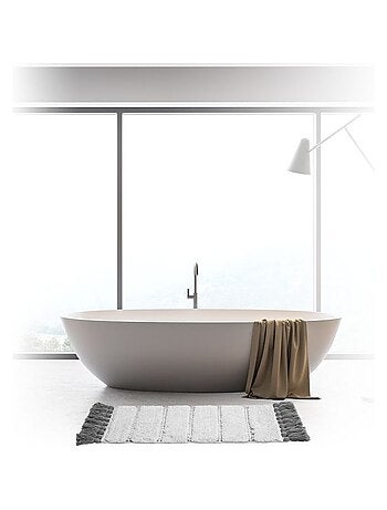 Tapis de salle de bain à pompons