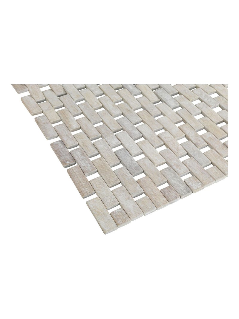 Tapis de salle de bain design Bamboo Blanc - Kiabi