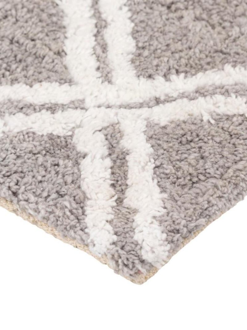 Tapis de salle de bain en coton 40x70cm Losanges Gris - Kiabi