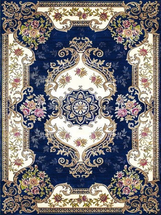 Tapis de salon 200x290 cm Polycoton Orient Bleu