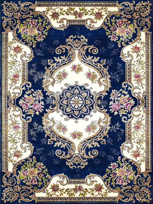 Tapis de salon 200x290 cm Polycoton Orient Bleu - Kiabi