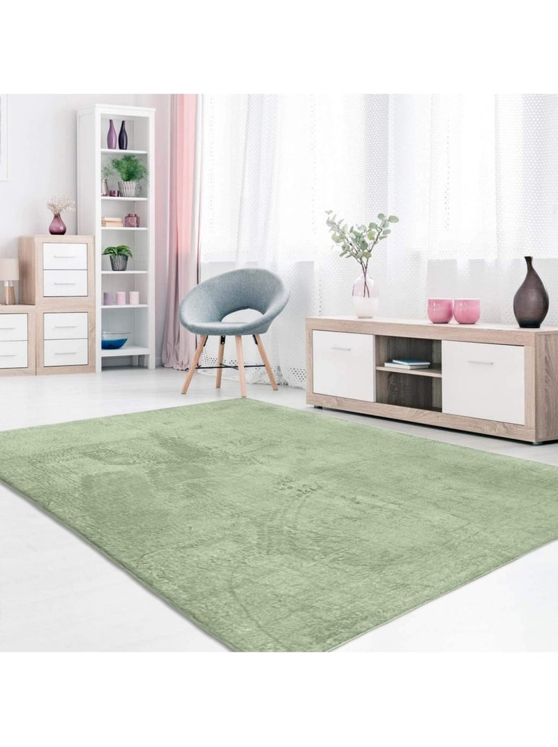 Tapis de salon 200x290 cm Polyester Uni Vert Vert - Kiabi