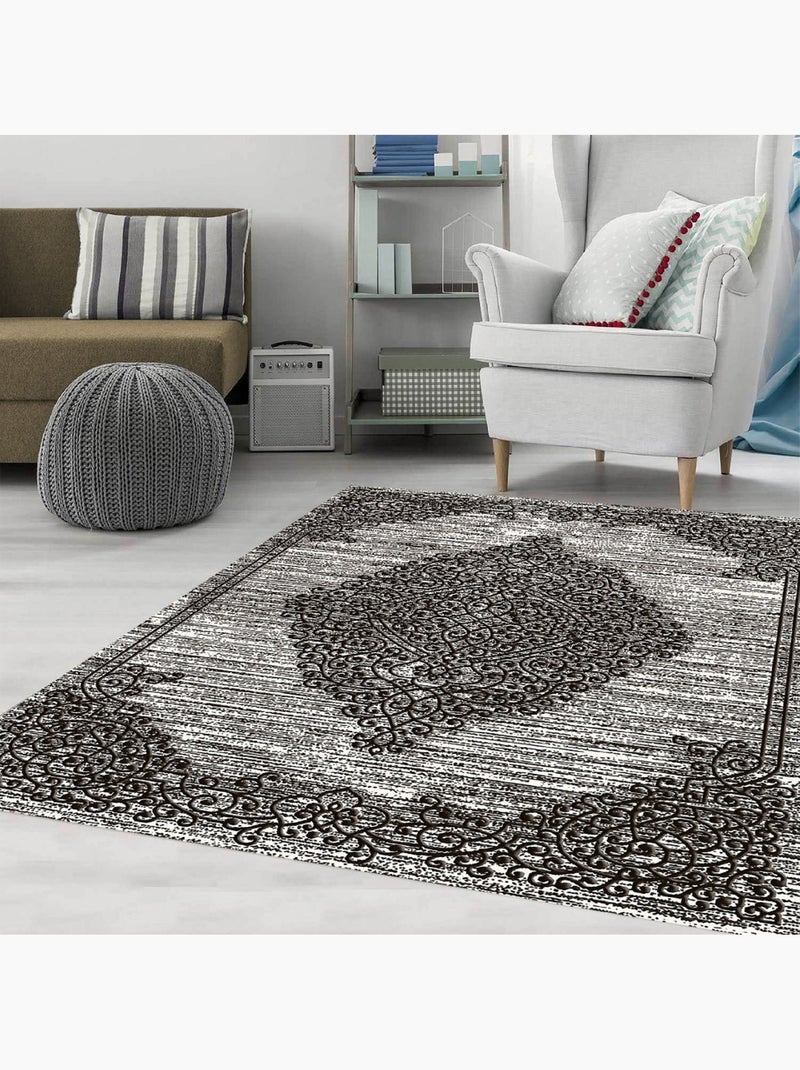 Tapis de salon 200x300 cm Polycoton Orient Gris Gris - Kiabi
