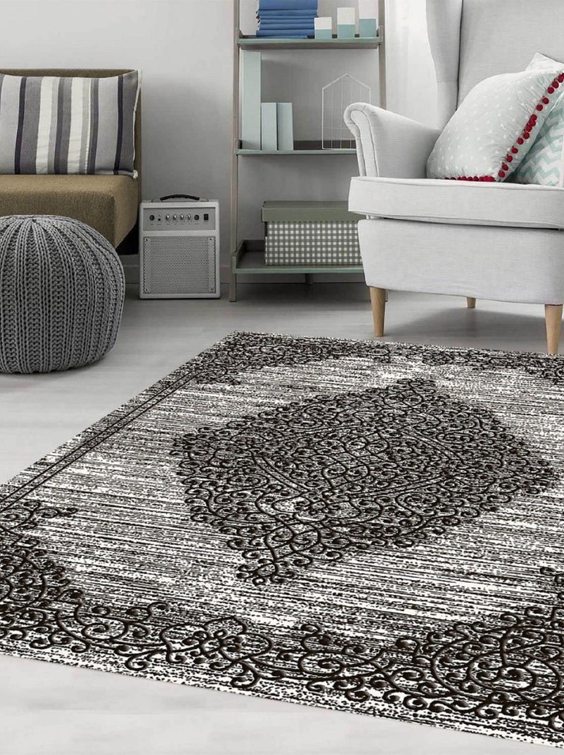 Tapis de salon 200x300 cm Polycoton Orient Gris Gris - Kiabi