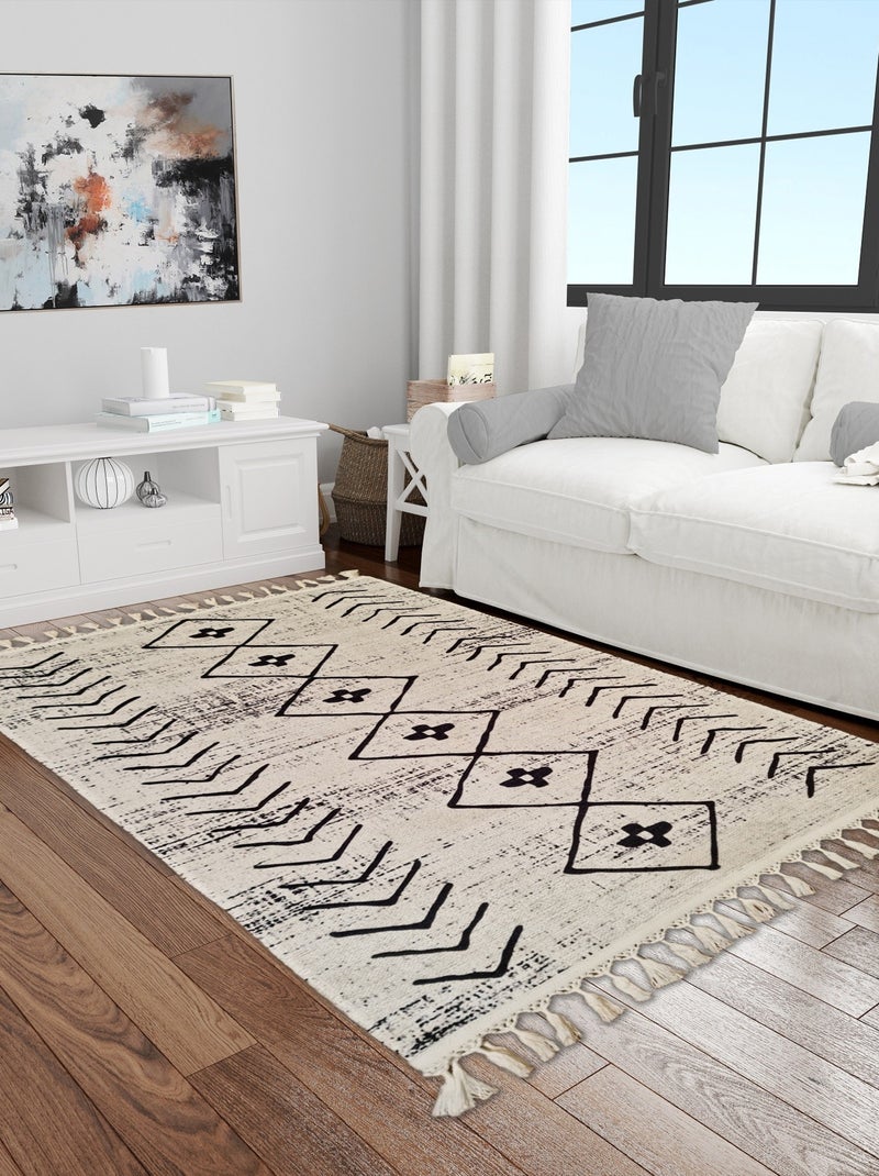 Tapis de salon 200x300 cm Polyester Berbere Assila Blanc - Kiabi