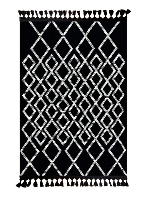 Tapis de salon 200x300 cm Polyester Berbere Fas Noir - Kiabi Tapis de salon 200x300 cm Polyester Berbere Fas Noir - Kiabi