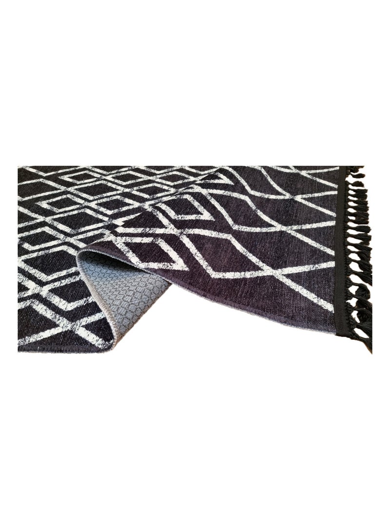 Tapis de salon 200x300 cm Polyester Berbere Fas Noir Noir - Kiabi