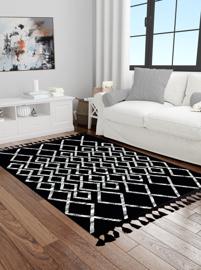Tapis de salon 200x300 cm Polyester Berbere Fas Noir Noir - Kiabi