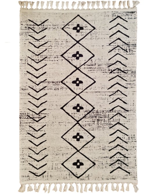 Tapis de salon 200x300 cm Polyester Berbere Fas Noir - Kiabi Tapis de salon 200x300 cm Polyester Berbere Fas Noir - Kiabi