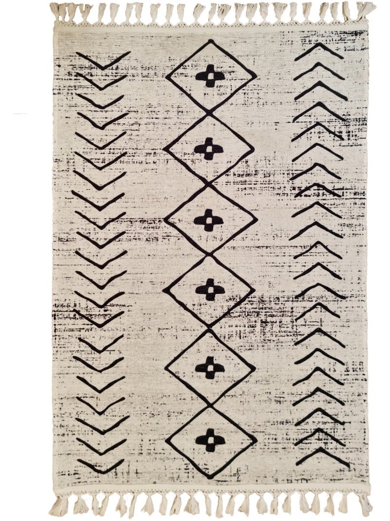 Tapis de salon 200x300 cm Polyester Berbere Fas Noir Noir - Kiabi