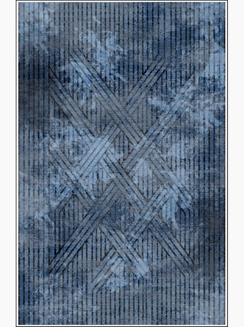 Tapis De Salon Fisun Par Housse De Rêve - 120x180 Cm - Bleu - Polycoton 50/50 - Antidérapant - Lavable