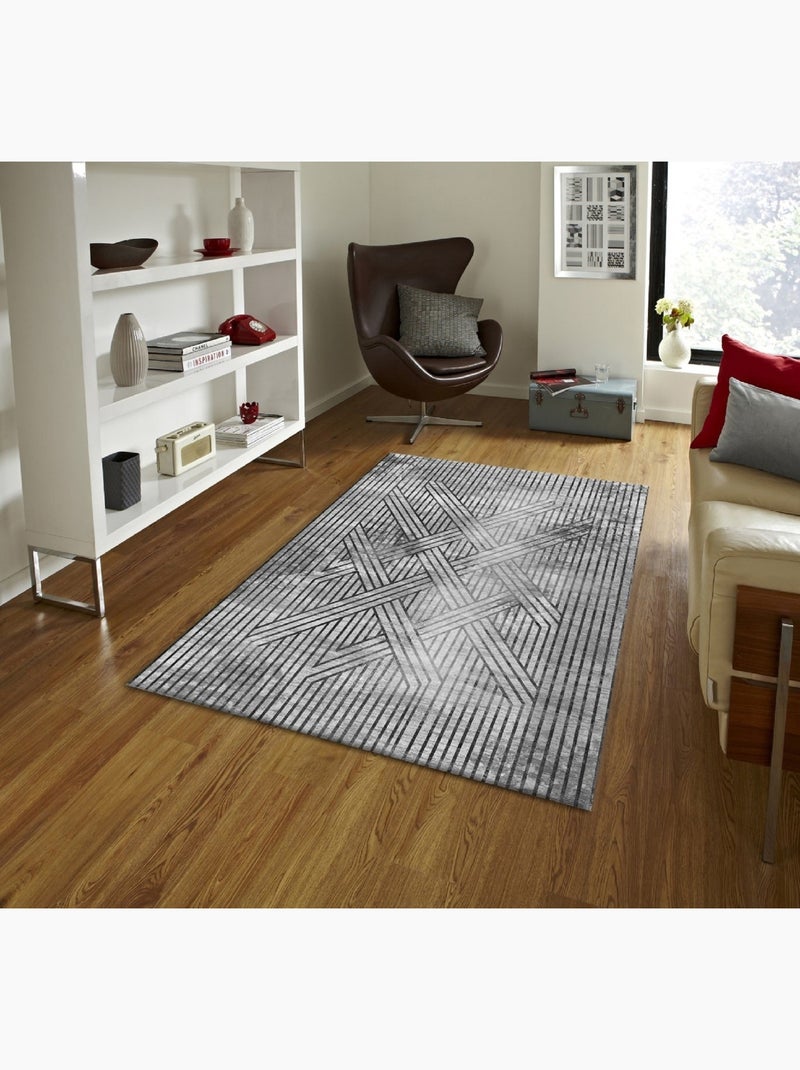 Tapis de salon 300x400 cm Polycoton Fisun Gris Gris - Kiabi