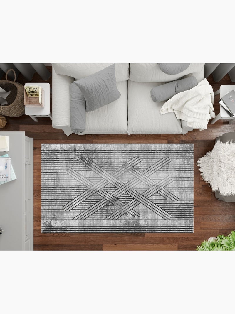 Tapis de salon 300x400 cm Polycoton Fisun Gris Gris - Kiabi