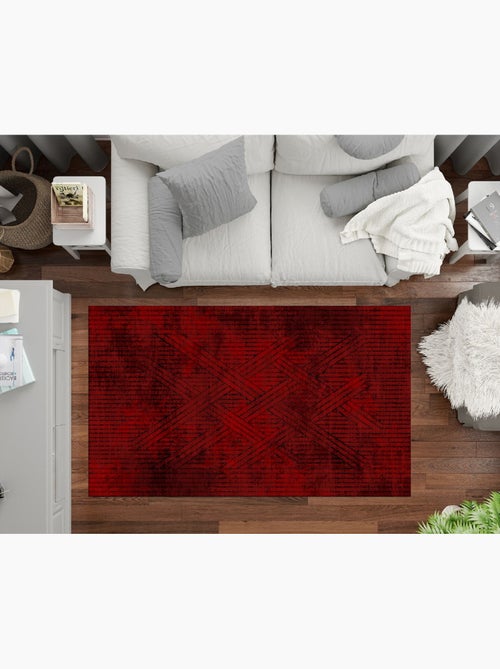 Tapis de salon 300x400 cm Polycoton Fisun Rouge - Kiabi Tapis de salon 300x400 cm Polycoton Fisun Rouge - Kiabi