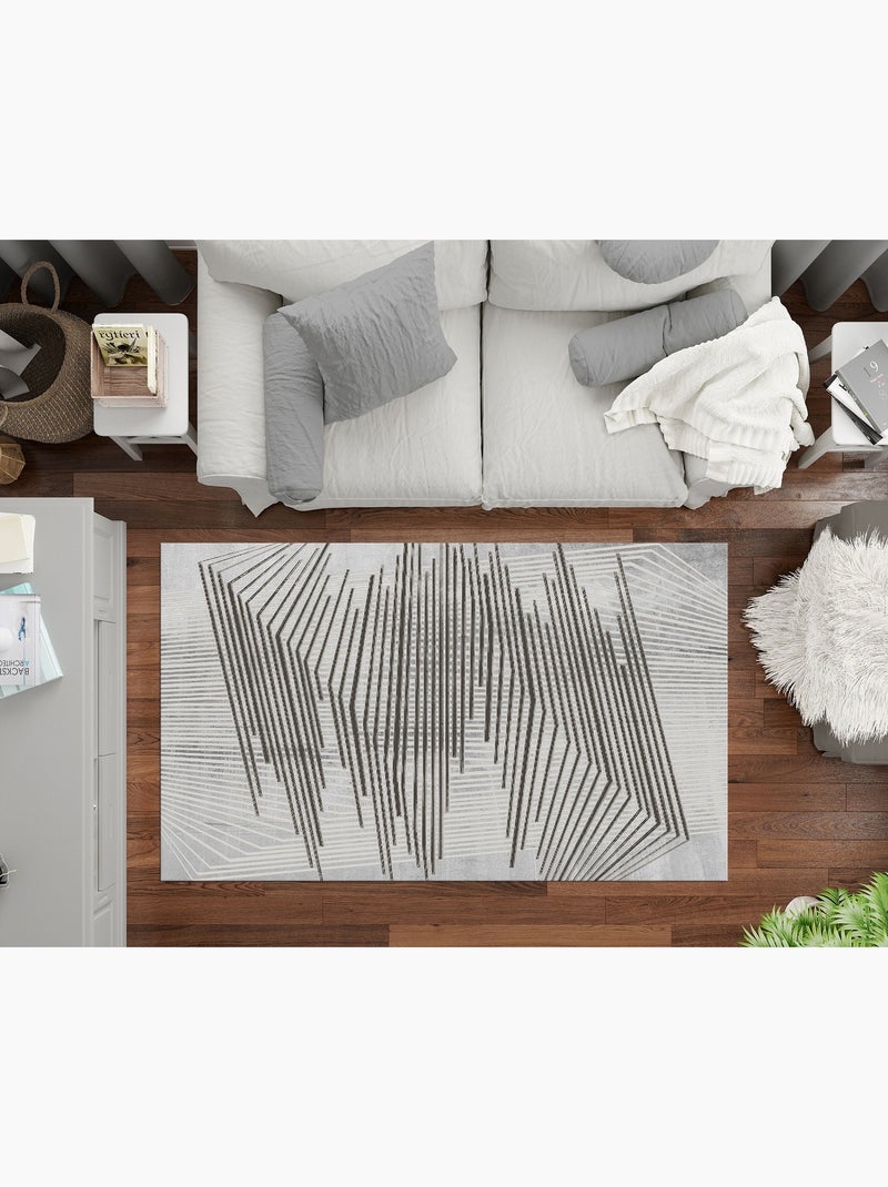 Tapis de salon 300x400 cm Polycoton Nour Gris Gris - Kiabi