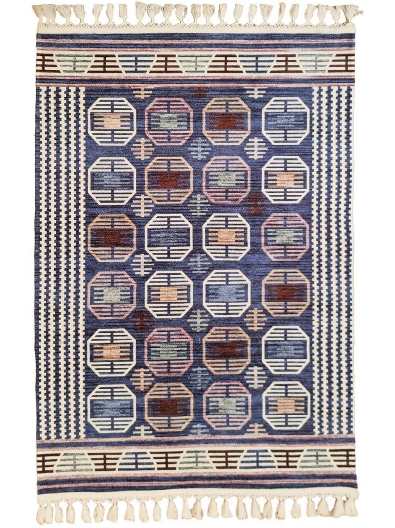 Tapis de salon 300x400 cm Polyester Berbere Chaouen Bleu - Kiabi