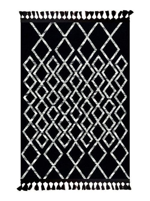 Tapis de salon 300x400 cm Polyester Berbere Fas Noir - Kiabi