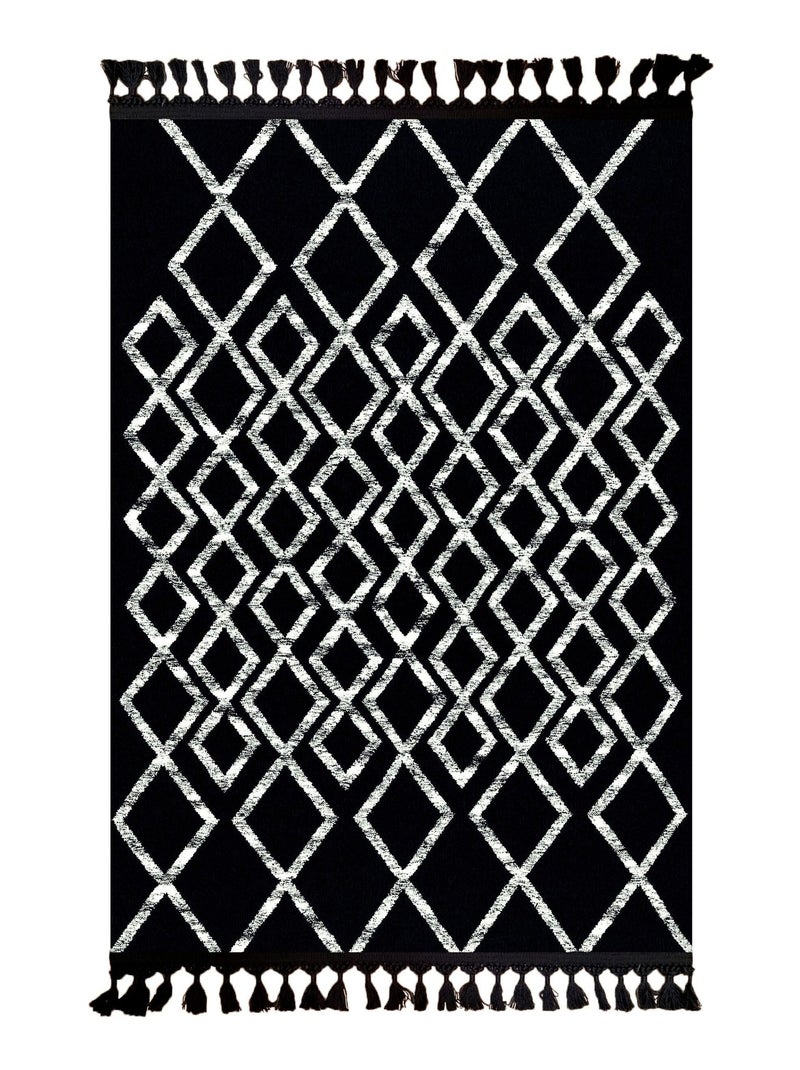 Tapis de salon 300x400 cm Polyester Berbere Fas Noir Noir - Kiabi