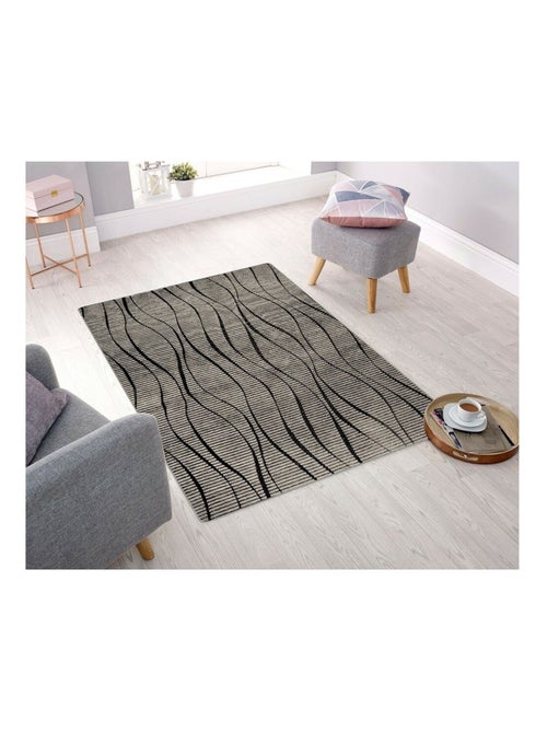 Tapis de salon 80x150 cm Polycoton Vera Argenté - Kiabi
