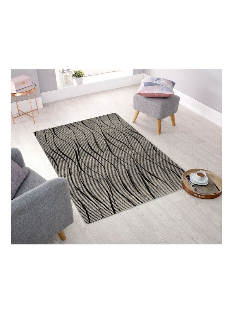 Tapis de salon 80x150 cm Polycoton Vera Argenté Argenté - Kiabi