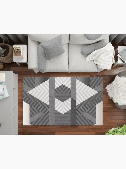 Tapis de salon 80x150 cm Polycoton Zino Gris - Kiabi Tapis de salon 80x150 cm Polycoton Zino Gris - Kiabi