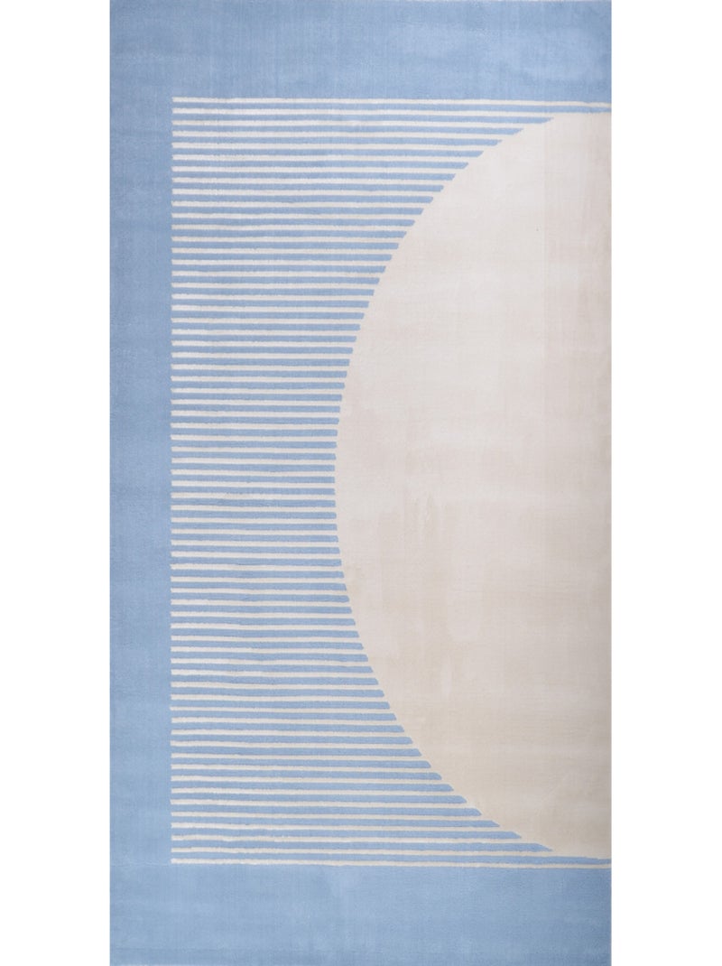 Tapis de salon à poils ras motif demi-cercle Bleu - Kiabi