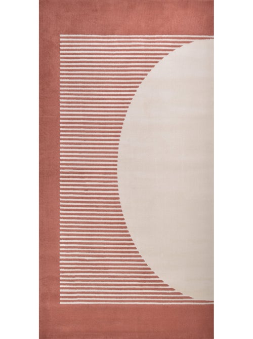 Tapis de salon à poils ras motif demi-cercle - Kiabi