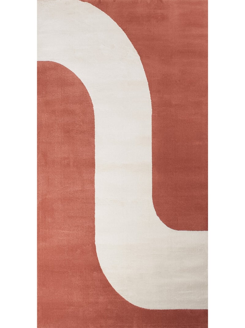 Tapis de salon à poils ras motif vague Marron - Kiabi