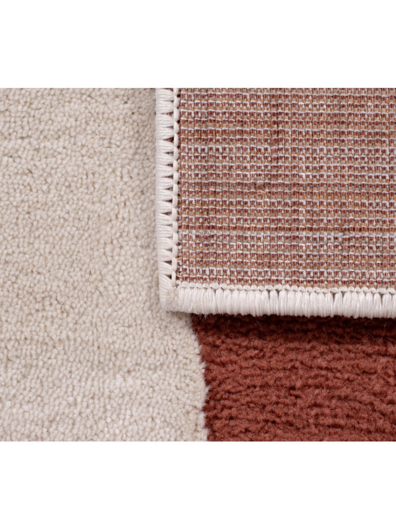 Tapis de salon à poils ras motif vague Marron - Kiabi