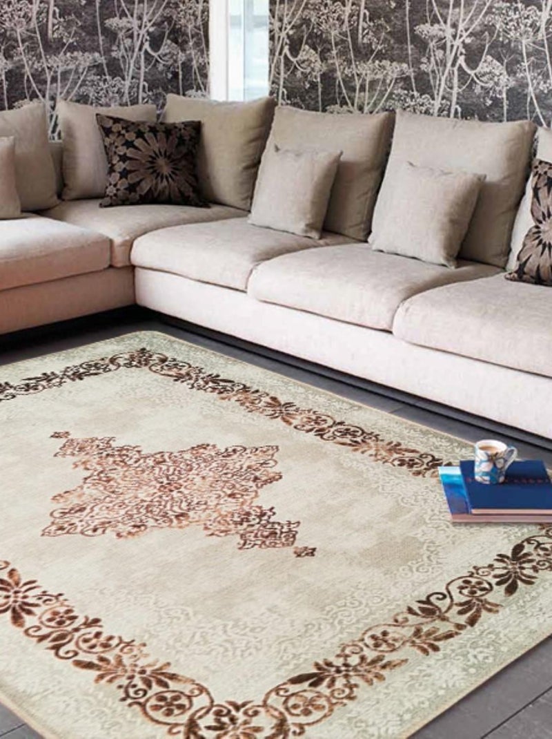 Tapis de salon Baroque Beige - Kiabi