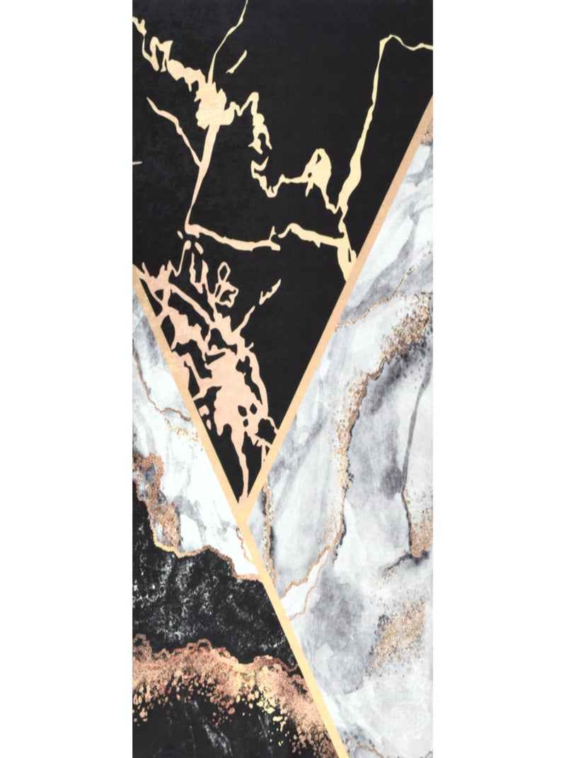 Tapis de salon effet marbre Noir - Kiabi