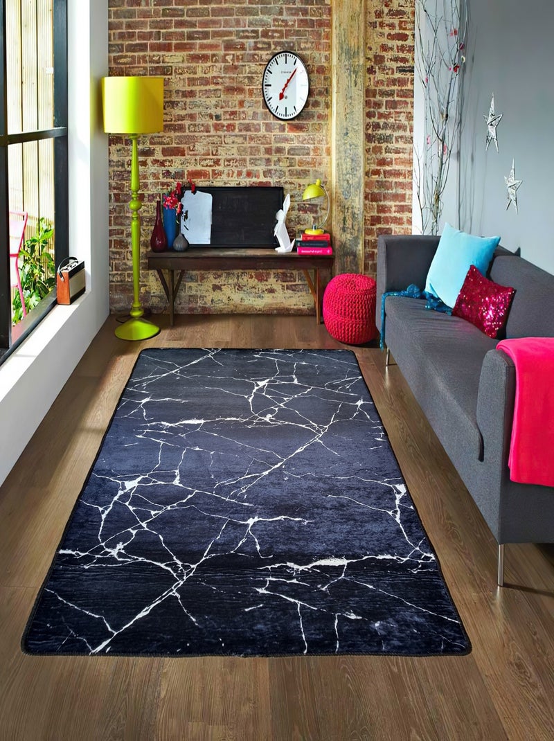 Tapis de salon MARBRE Noir Noir - Kiabi
