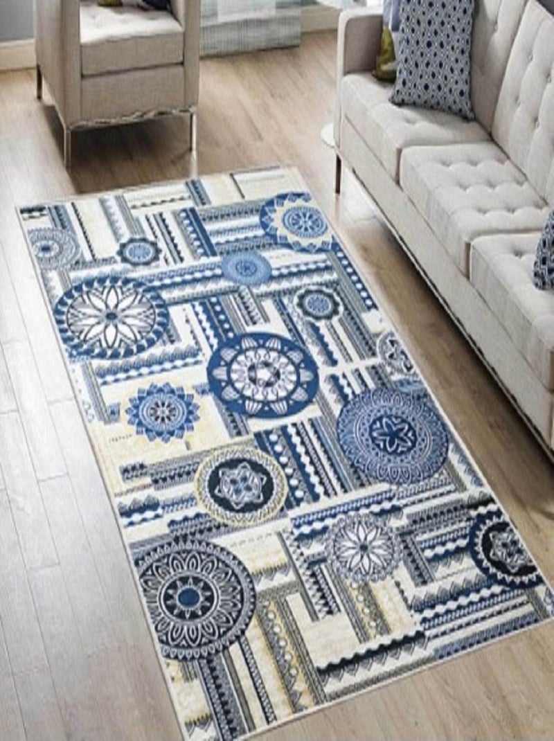 Tapis de salon MILANO Bleu - Kiabi