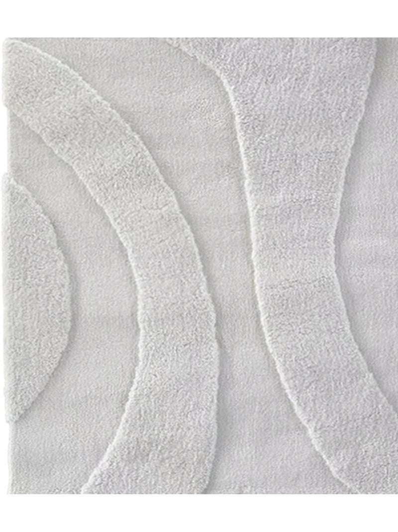 Tapis de salon motif ondulation en relief,  - Effet texturé Blanc - Kiabi